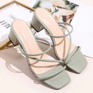Shein Thin Strap Chunky Heeled Mules